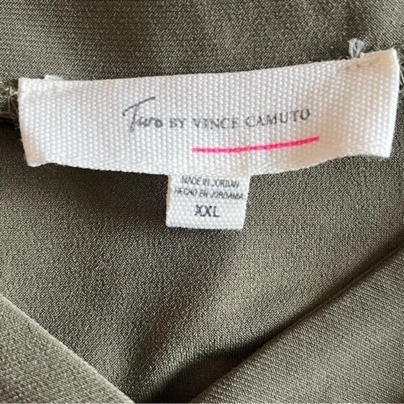 Two by Vince Camuto | Army Olive Green V-Neck Blouse Top, XXL - Picture 7 of 8